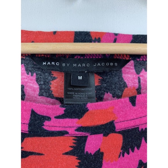 Marc By Marc Jacob GEO Print All Over Long Sleeves Pink Blouse Top Size Medium - Picture 9 of 9